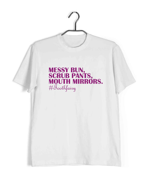 Dentist Medicine Dentist Messy Bun Scrub Pants Mouth Mirrors Custom Printed Graphic Design T-Shirt for Women